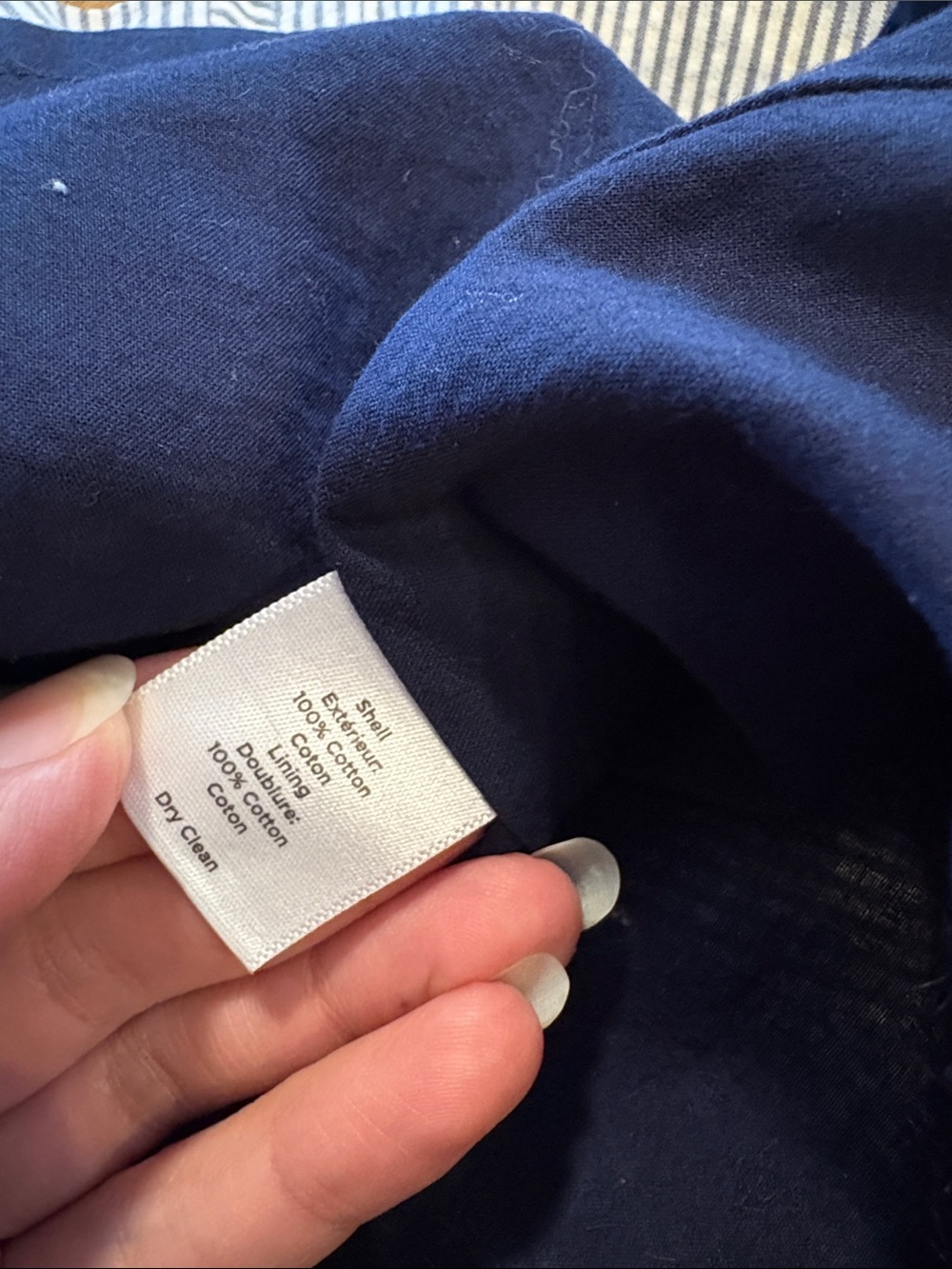 Cotton Talbots Blue and White Pinstripe A-Line Skirt - Picture 6 of 8